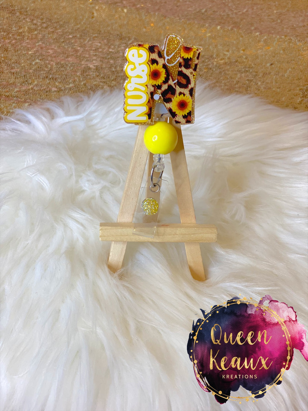 Sunflower Leopard Nurse Badge Reel